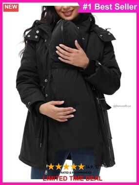 Maternity 3-in-1 Winter Coat Thicken Quilted Outwear with Pockets